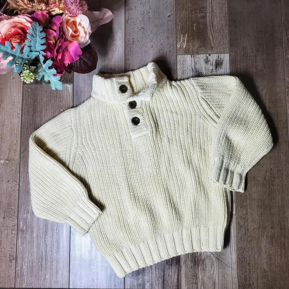 Gymboree Cream Toddler Boys Cable Knit Sweater Size XS (3-4)